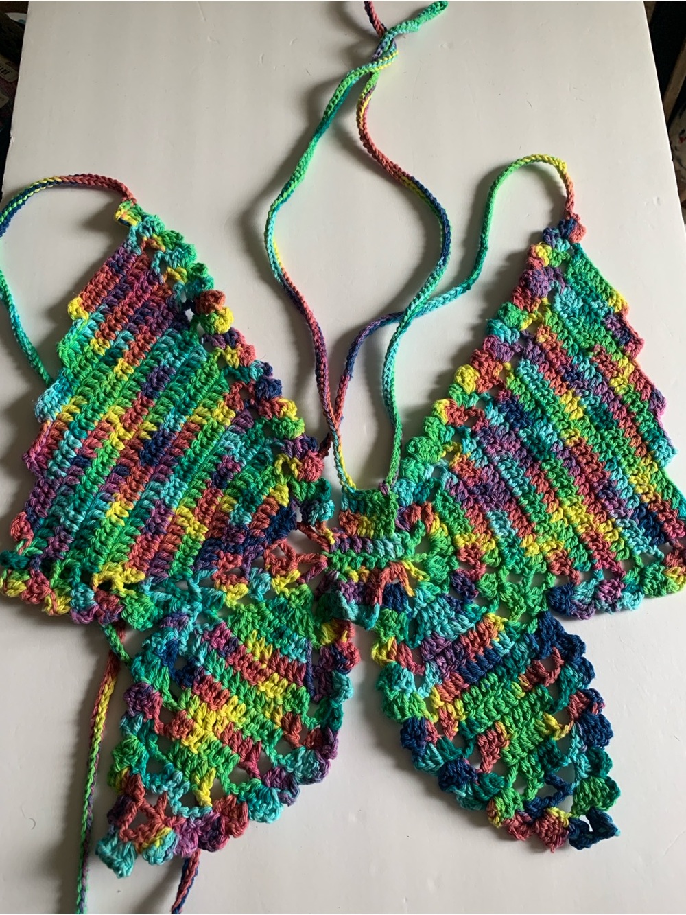 Handmade Multicolor Rainbow Crochet Butterfly Halter Top